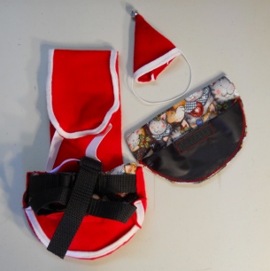 Santa Suit with Hat and Christmas cats goose diaper holder