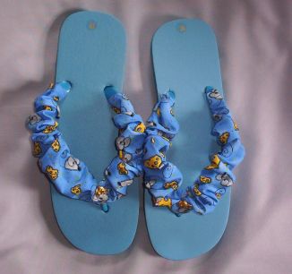 Blue Rat Print & Charm Flip Flops